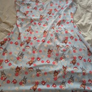 Disney Light Blue Dress with Cartoon and Floral Print